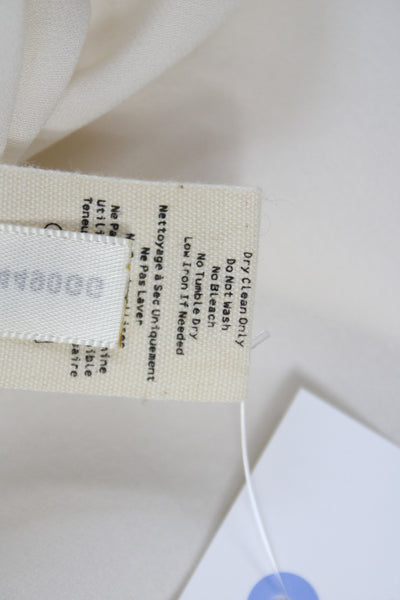 L Agence Womens Basic Silk Blouse Collared Button Long Sleeve Ivory Size S