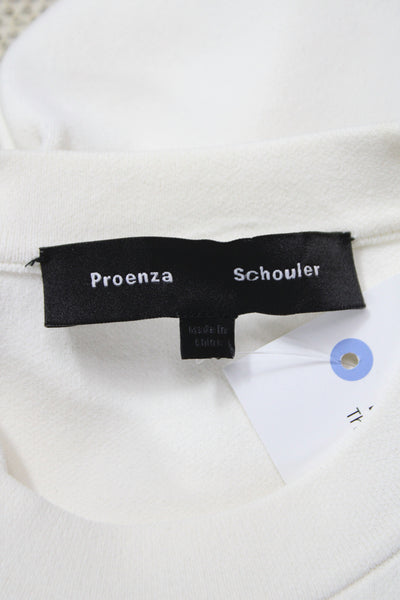 Proenza Schouler Women Cropped Viscose Long Sleeve White T-Shirt Size XS