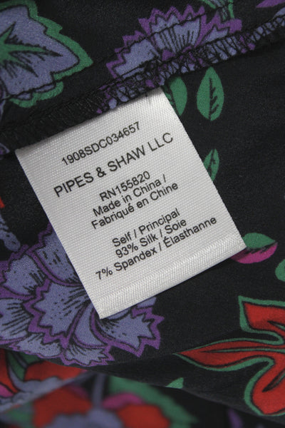 Veronica Beard Women Peplum Floral Silk V-Neck Short Sleeve Blouse Size 00