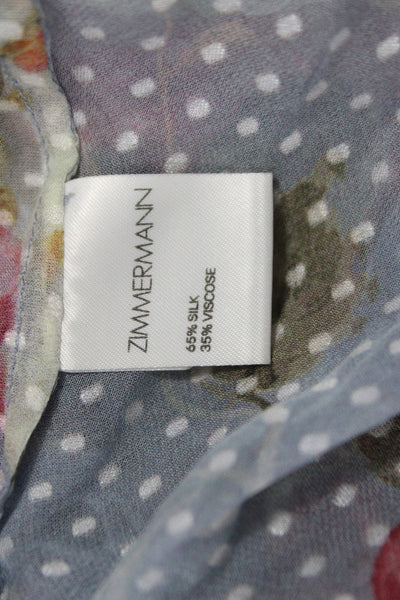 Zimmermann Womens Multicolor Silk Blend Floral Basic Blouse 3/4 Sleeve Size 0