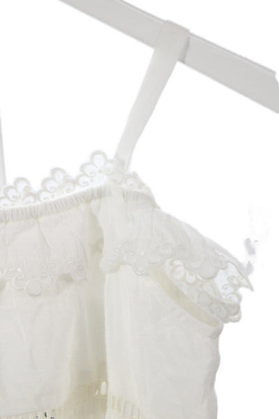 Louise Misha Girls Sleeveless Scoop Neck Embroidered Long Dress White Size 6