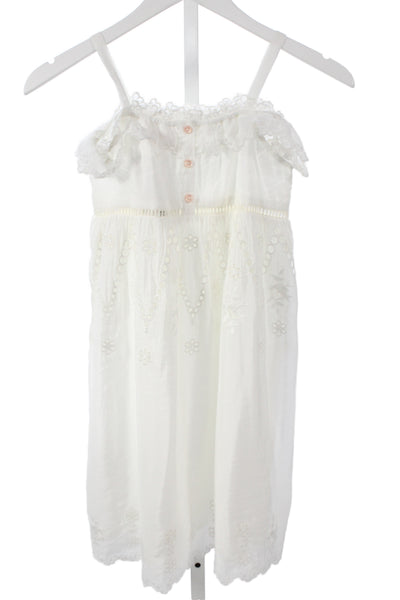 Louise Misha Girls Sleeveless Scoop Neck Embroidered Long Dress White Size 6