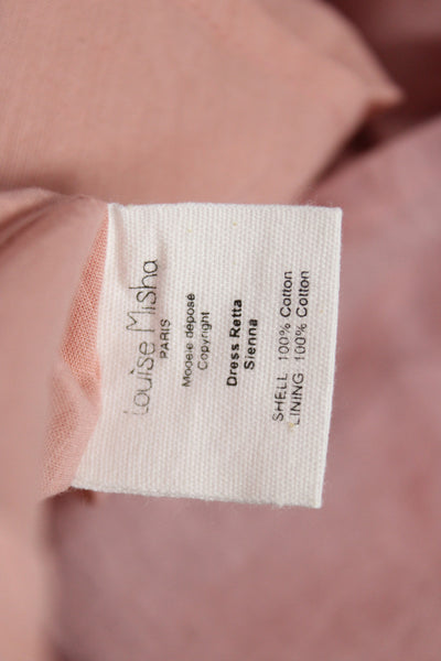 Louise Misha Girls Long Sleeve Keyhole Cross Stitched Dress Pink Cotton Size 3