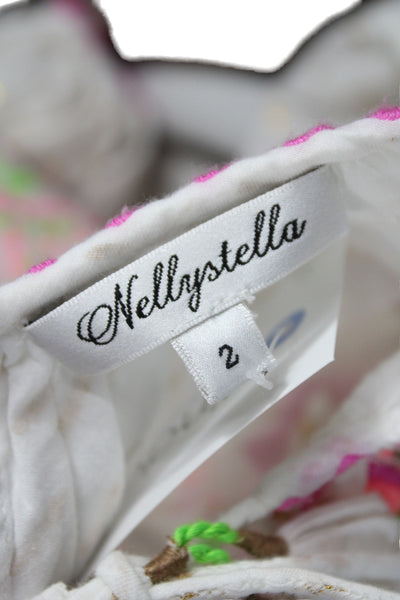 Nellystella Girls Long Sleeve V Neck Floral Embroidered Dress White Multi Size 2