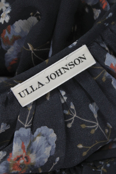 Ulla Johnson Women Silk Floral Blouse Long Sleeve Round Neck Multicolor Size 4