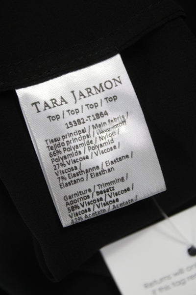 Tara Jarmon Womens Lace High Neck Tunic Blouse Black 3/4 Sleeve Size 40