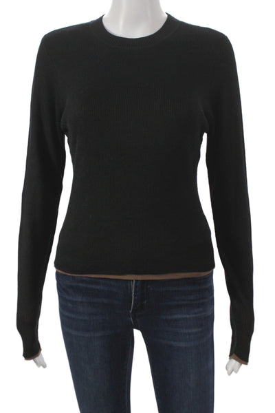DH New York Womens Pullover Sweater Black Cotton Blend Crewneck Size M