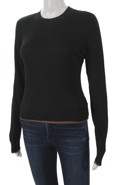 DH New York Womens Pullover Sweater Black Cotton Blend Crewneck Size M