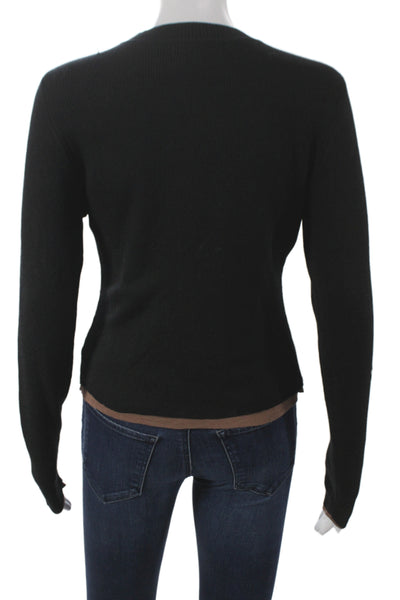 DH New York Womens Pullover Sweater Black Cotton Blend Crewneck Size M