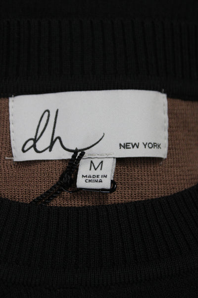 DH New York Womens Pullover Sweater Black Cotton Blend Crewneck Size M