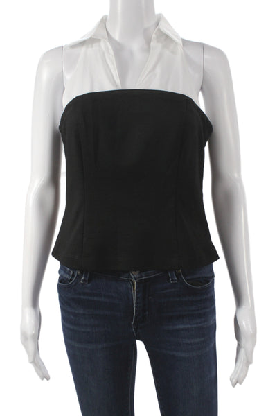 Drew Women Collared Camisole Blouse Black Viscose Zip Sleeveless Size S