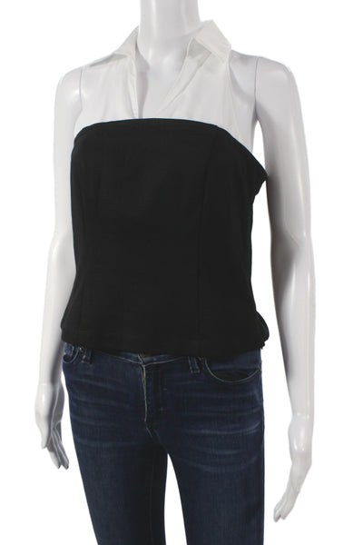 Drew Women Collared Camisole Blouse Black Viscose Zip Sleeveless Size S