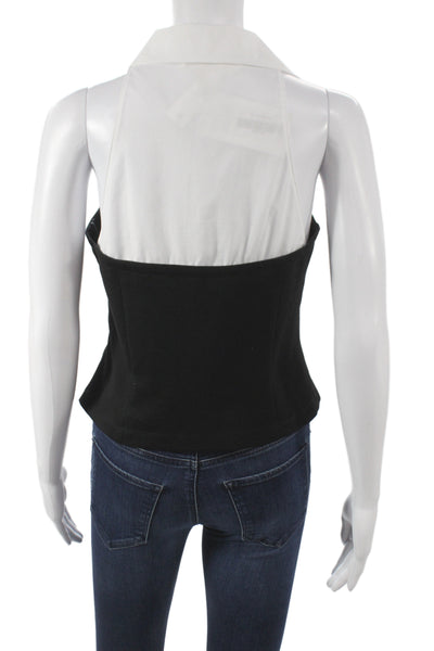 Drew Women Collared Camisole Blouse Black Viscose Zip Sleeveless Size S