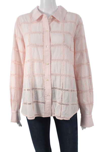Cami NYC Womens Collared Check Button-Up Long Sleeve Cotton Top Size M
