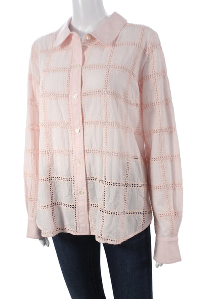 Cami NYC Womens Collared Check Button-Up Long Sleeve Cotton Top Size M