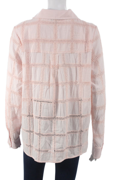 Cami NYC Womens Collared Check Button-Up Long Sleeve Cotton Top Size M