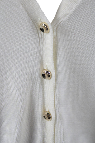 Ba&Sh Womens Cardigan Ivory Lyocell 3/4 Sleeve Boat Neck Size 2