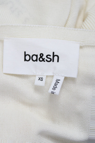 Ba&Sh Womens Cardigan Ivory Lyocell 3/4 Sleeve Boat Neck Size 2