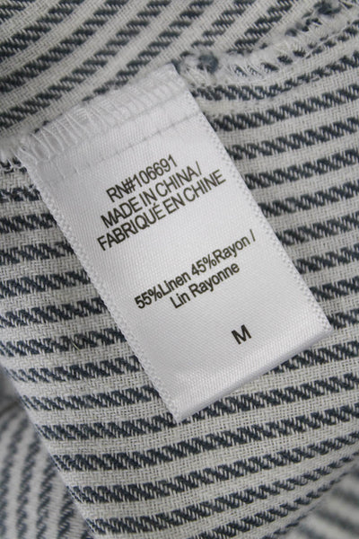 YFB Women Basic Striped Linen Blend Square Neck Sleeveless Button Tank Size M