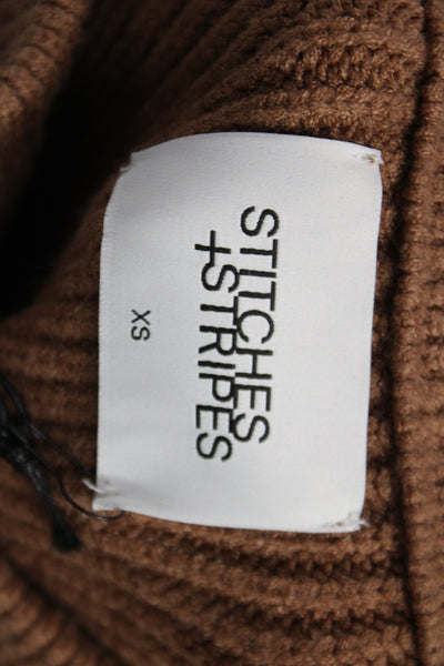 Stitches + Stripes Women Brown V-Neck Cardigan Long Sleeve Size XS