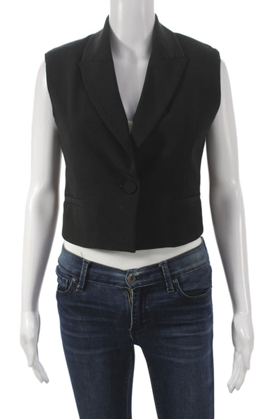 Drew Womens Classic Black Sleeveless Vest Button Size XS