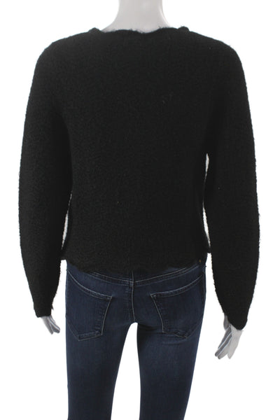 west of Women Cardigan Black V Neck Long Sleeve Recycled Polyester Size S