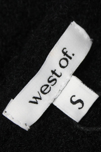 west of Women Cardigan Black V Neck Long Sleeve Recycled Polyester Size S