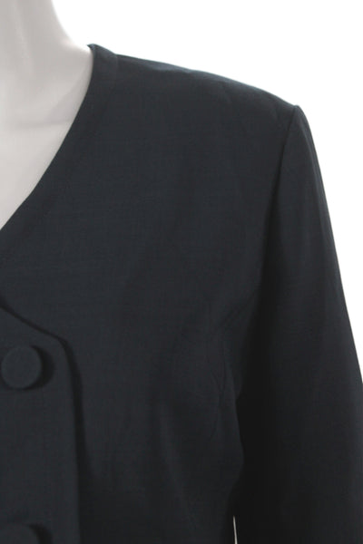 Janet Howard Womens Basic Jacket Blue Button Long Sleeve Solid Size XS