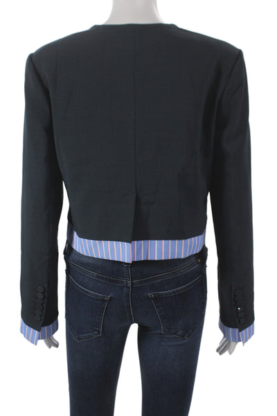 Janet Howard Womens Basic Jacket Blue Button Long Sleeve Solid Size XS