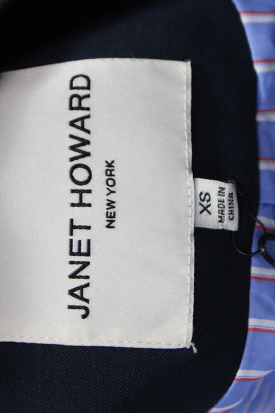 Janet Howard Womens Basic Jacket Blue Button Long Sleeve Solid Size XS