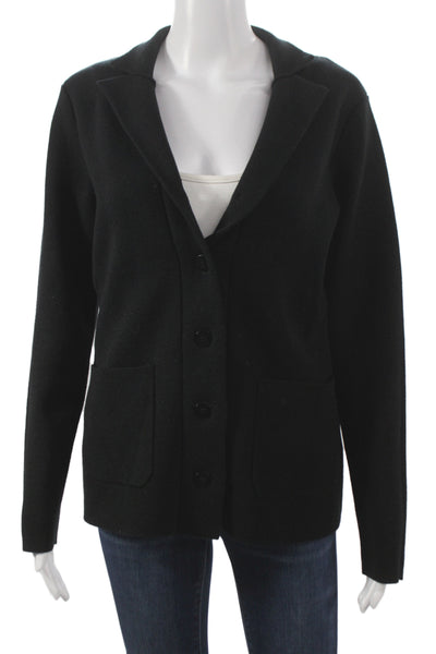 Metric Knits Unisex Cardigan Black Collared Button Long Sleeve Size S