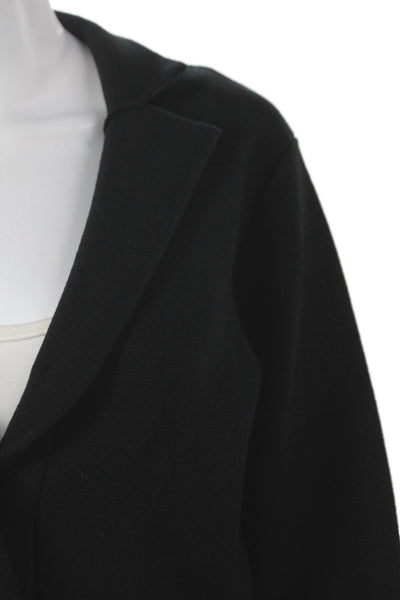 Metric Knits Unisex Cardigan Black Collared Button Long Sleeve Size S