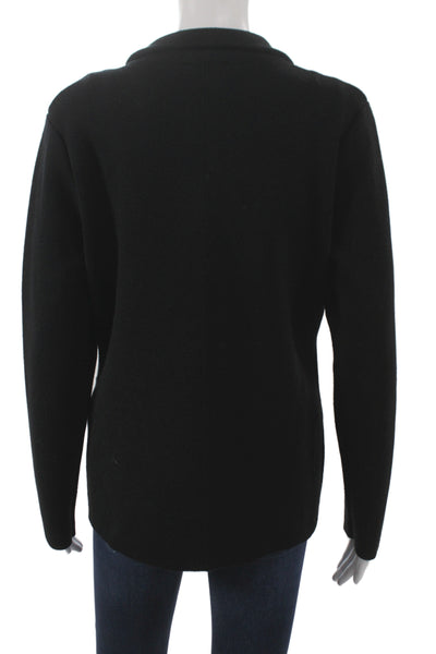 Metric Knits Unisex Cardigan Black Collared Button Long Sleeve Size S
