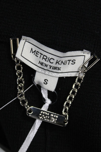 Metric Knits Unisex Cardigan Black Collared Button Long Sleeve Size S