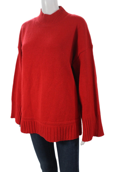 Tahari Womens Red High Neck Long Sleeve Pullover Holiday Size M