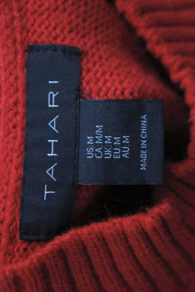 Tahari Womens Red High Neck Long Sleeve Pullover Holiday Size M