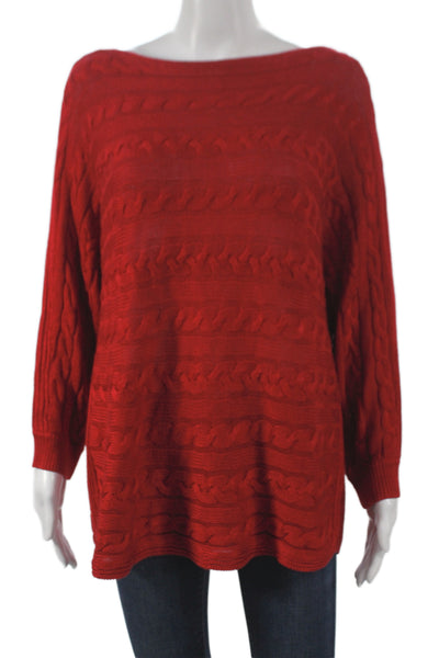 Lauren Ralph Lauren Women Red Boatneck Long Sleeve Sweater Size L