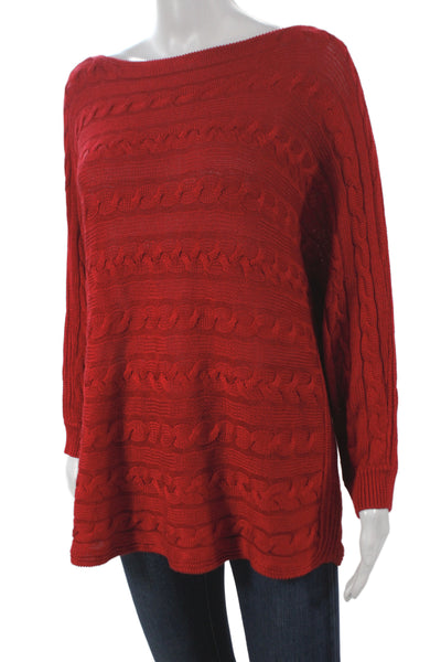 Lauren Ralph Lauren Women Red Boatneck Long Sleeve Sweater Size L