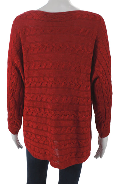 Lauren Ralph Lauren Women Red Boatneck Long Sleeve Sweater Size L