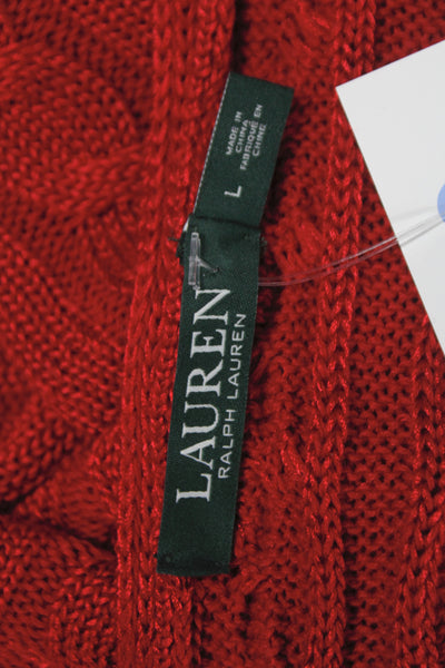 Lauren Ralph Lauren Women Red Boatneck Long Sleeve Sweater Size L