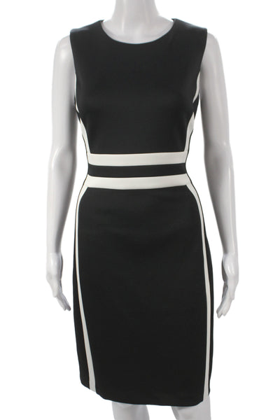 Calvin Klein Women Sheath Dress Black Sleeveless Mid Calf Zip Size 10