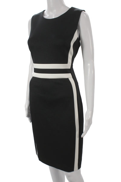 Calvin Klein Women Sheath Dress Black Sleeveless Mid Calf Zip Size 10