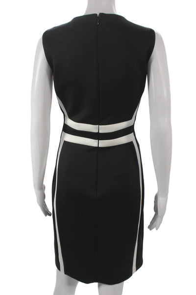Calvin Klein Women Sheath Dress Black Sleeveless Mid Calf Zip Size 10
