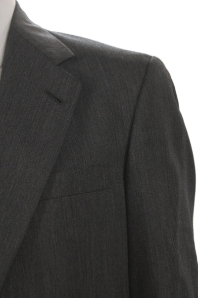 Hart Schaffner Marx Mens Herringbone Gray Pure New Wool 2 Piece Suit Size 42