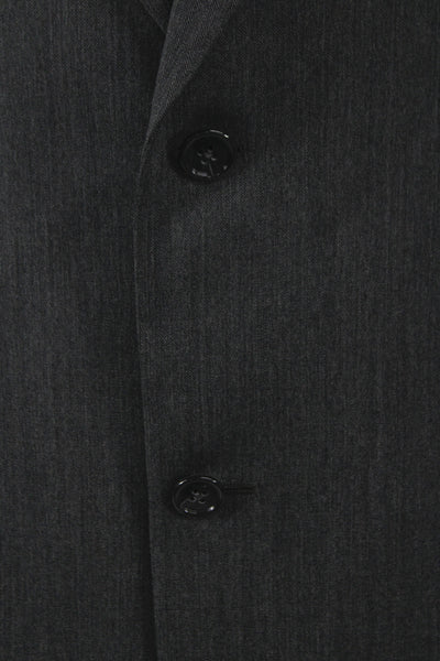 Hart Schaffner Marx Mens Herringbone Gray Pure New Wool 2 Piece Suit Size 42