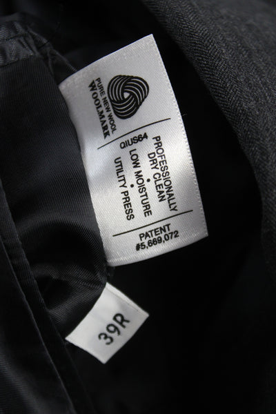 Hart Schaffner Marx Mens Herringbone Gray Pure New Wool 2 Piece Suit Size 42