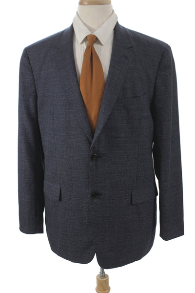 Theory Mens Blue Virgin Wool Blazer Button Business Size 44