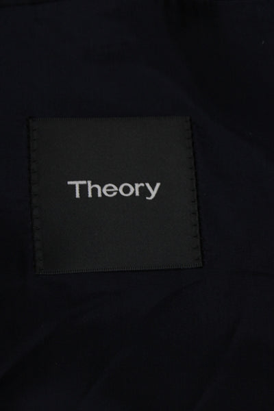 Theory Mens Blue Virgin Wool Blazer Button Business Size 44