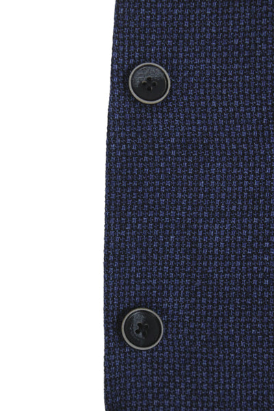 Joseph Abboud Mens Blue Linen Geometric Blazer Button Closure Size 42