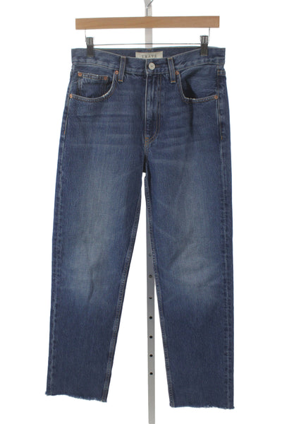 Trave Womens Straight Jeans Blue High Rise 100% Cotton Button Size 26